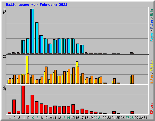 Daily usage for February 2021